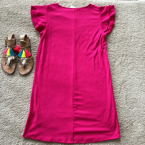 Zenna Bright Pink Ruffle Sleeve Dress - Picture 5 of 6